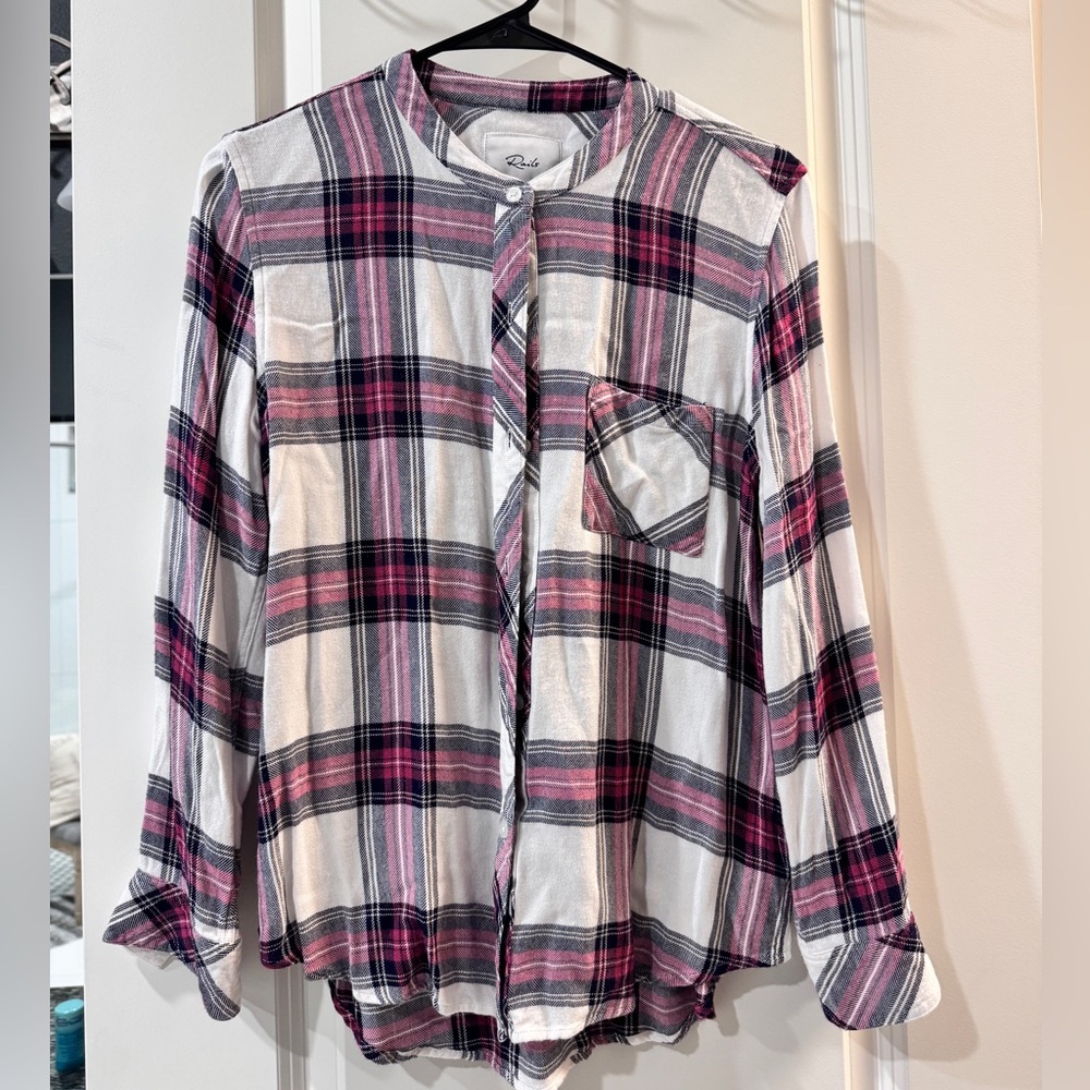 Like New, Rails Plaid Button-Up Shirt, ALLISON- White Midnight Rose, Size small